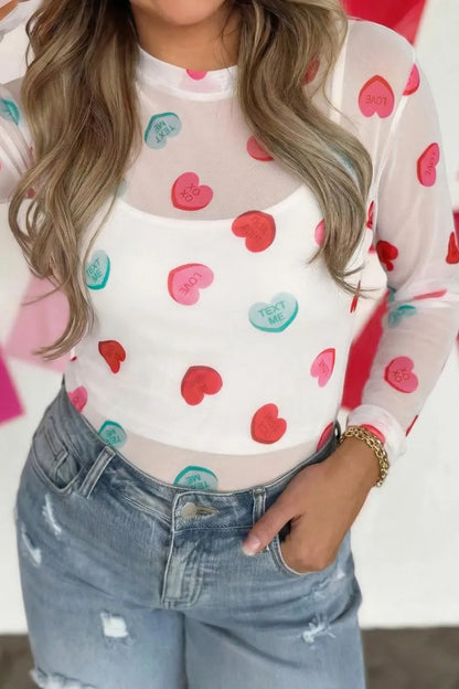Women's Slim Fit Vibrant Floral Mesh Top