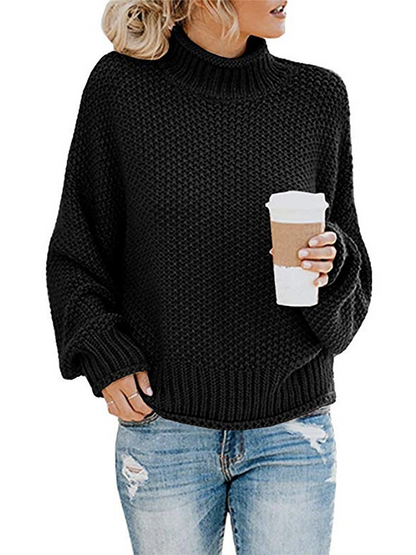 Oversized Turtleneck Batwing Sleeve Pullover Top
