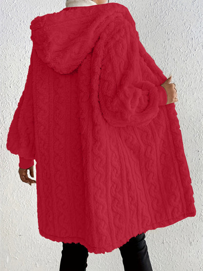 Women's Plush Fleece Soft Midi-Length Jacket with Pockets(BUY 2 FREE SHIPPING)