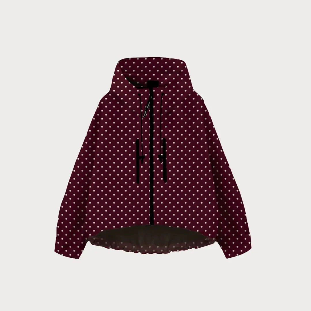 Women's Oversized Pleated Hem Rain Jacket With Hooded
