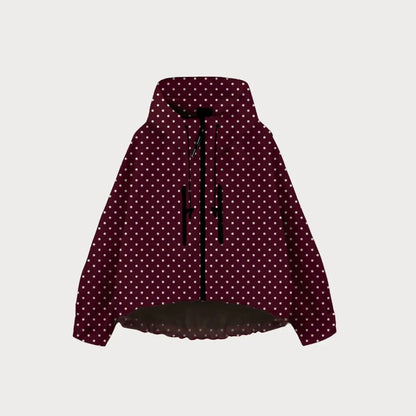 Women's Oversized Pleated Hem Rain Jacket With Hooded