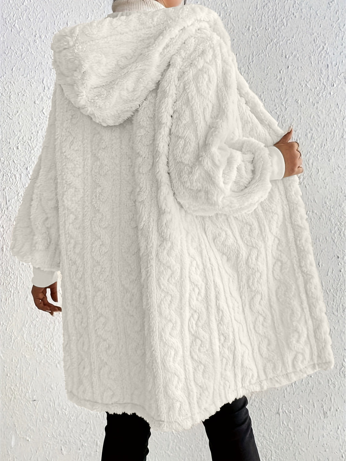 Women's Plush Fleece Soft Midi-Length Jacket with Pockets(BUY 2 FREE SHIPPING)