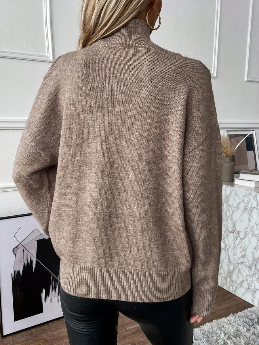 Women's Turtleneck Cold Shoulder 2 In 1 Sweater(buy 2 free shipping!!!)