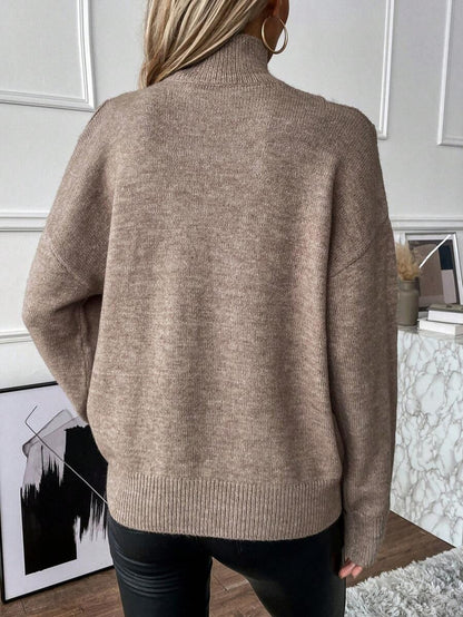 Women's Turtleneck Cold Shoulder 2 In 1 Sweater(buy 2 free shipping!!!)