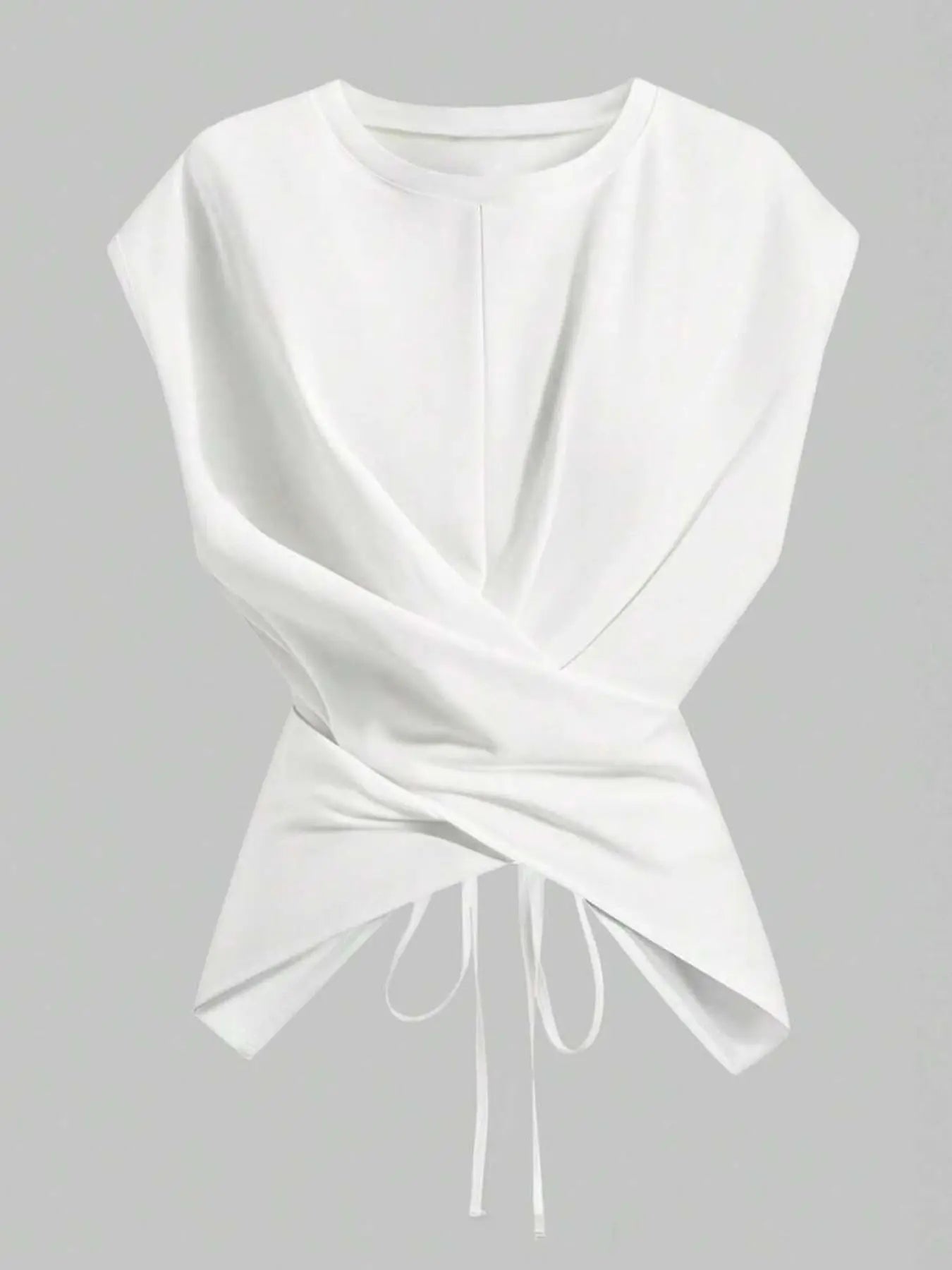 Women's Cap Sleeve Tie Back Cinched Waist Wrap Top