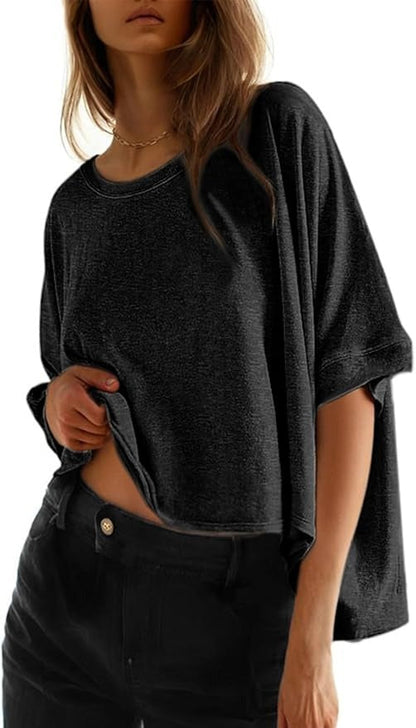 2026 Women's Solid Color Loose Oversized Basic T-Shirt