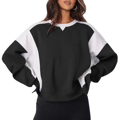 Women Contrast Patchwork Oversized Sweatshirt