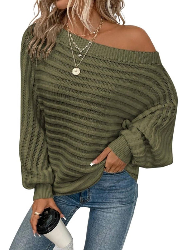 Women's Bat Sleeve Off-shoulder Sweater Casual Knit Top