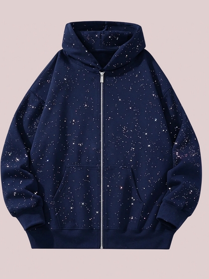 Glitter Speckled Zip Up Hooded Jacket