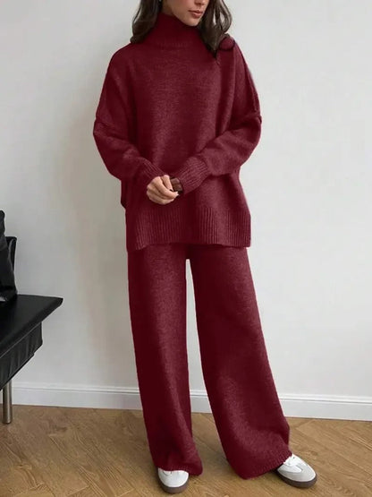 Women's 2 Pcs Solid Color Sweater Set for Autumn Winter
