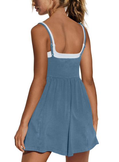 Women's Summer Sleeveless Strappy Athletic Romper-with Pocket