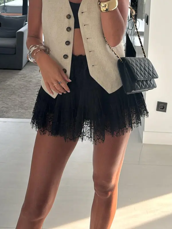 Women's Low Waist Lace Mini Pleated Skirts (Buy 2 Free Shipping)