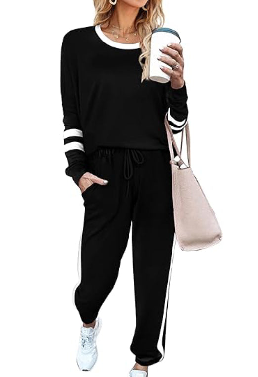 Women's Contrast Color Cuffs Casual Sports Jogging Two-Piece Set(BUY 2 FREE SHIPPING)