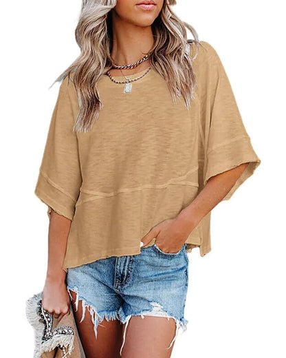 🔥Women's Summer Casual Crewneck Batwing Half Sleeve Tee