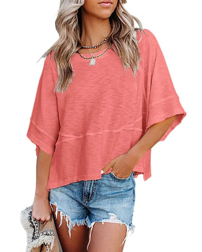 🔥Women's Summer Casual Crewneck Batwing Half Sleeve Tee