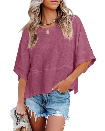 🔥Women's Summer Casual Crewneck Batwing Half Sleeve Tee