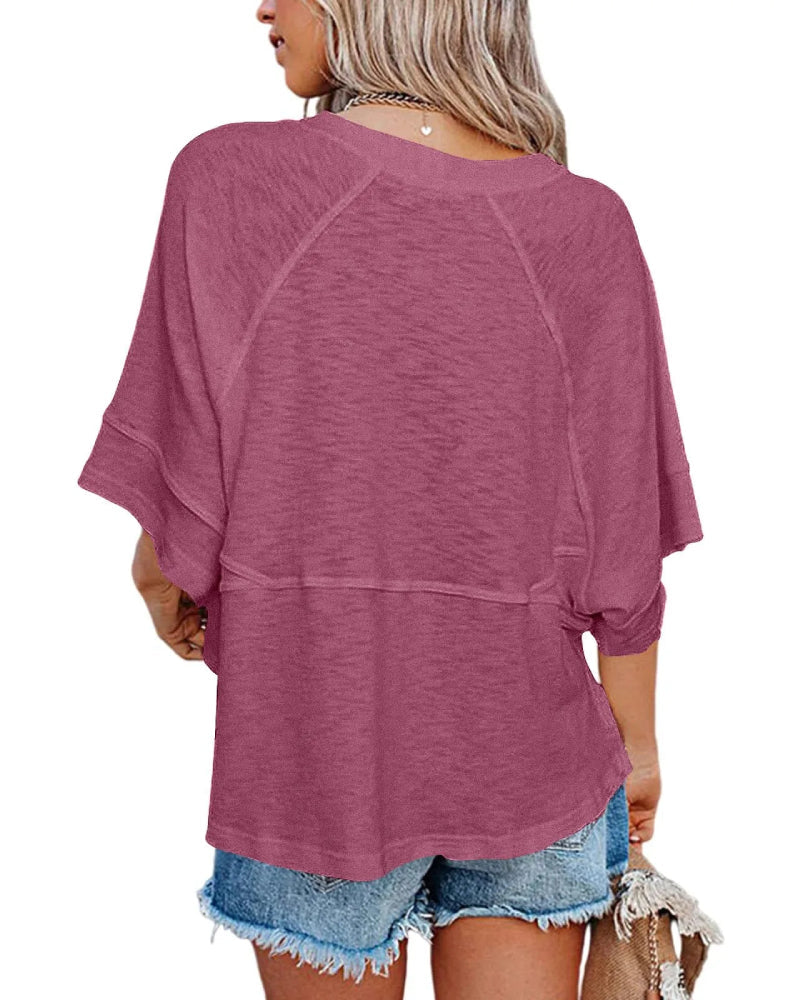 🔥Women's Summer Casual Crewneck Batwing Half Sleeve Tee