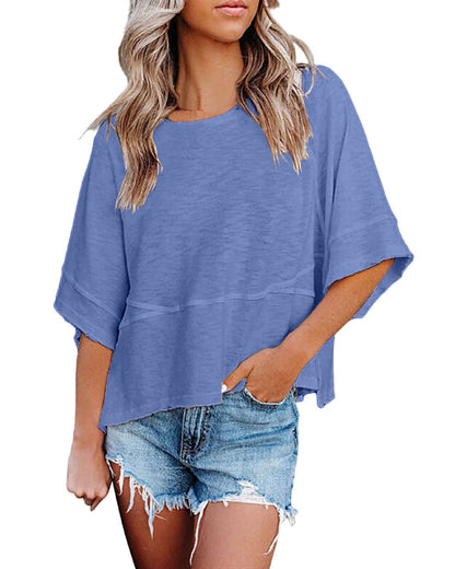 🔥Women's Summer Casual Crewneck Batwing Half Sleeve Tee