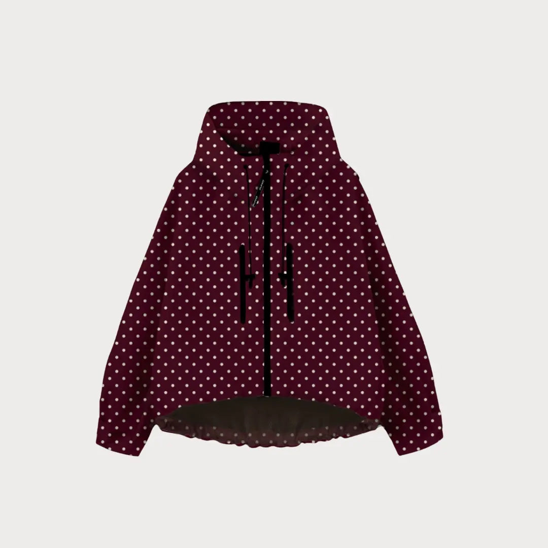 Women's Oversized Pleated Hem Rain Jacket With Hooded