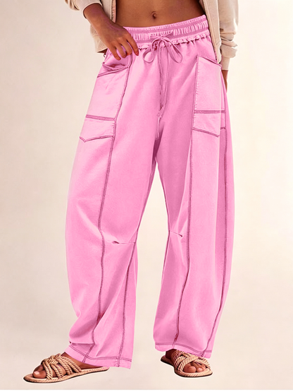 Women's Casual Drawstring Wide Leg Sweatpants Baggy Barrel Pants