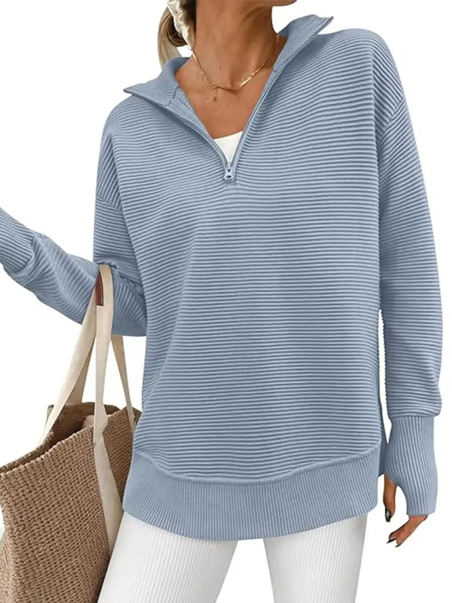Womens Long Sleeve Quarter Zip Pullover Sweater