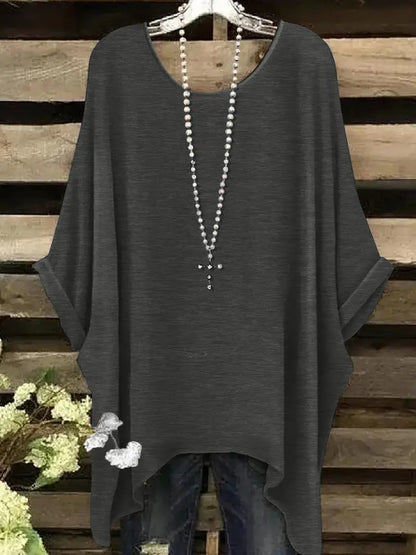 Women Irregular Hem Casual Batwing Top