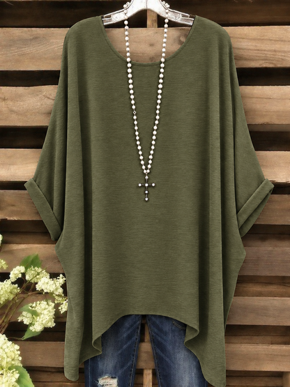 Women Irregular Hem Casual Batwing Top