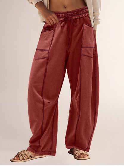 Women's Casual Drawstring Wide Leg Sweatpants Baggy Barrel Pants(Buy 2 Free Shipping)