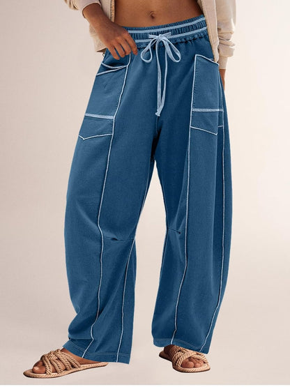 Women's Casual Drawstring Wide Leg Sweatpants Baggy Barrel Pants(Buy 2 Free Shipping)