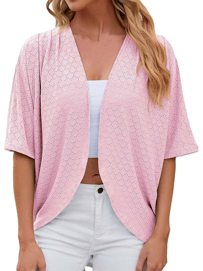 Women's Casual Lightweight Half Sleeve Hollow Cardigan