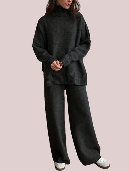 Women's 2 Pcs Solid Color Sweater Set for Autumn Winter