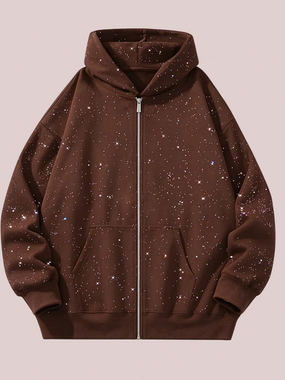 Glitter Speckled Zip Up Hooded Jacket
