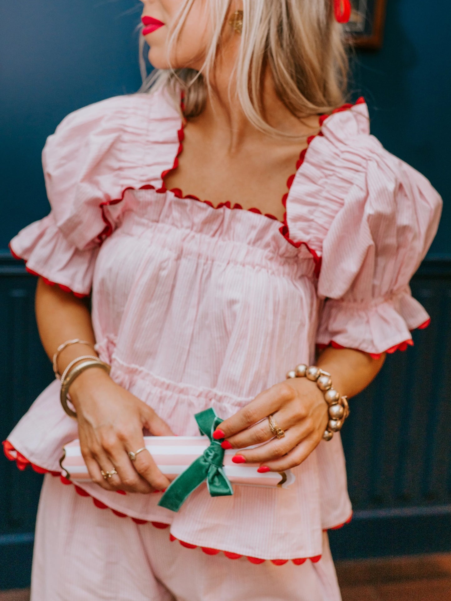 Women's Christmas Plaid Ruffle Puff Sleeve Pajamas Set(BUY 2 FREE SHIPPING)