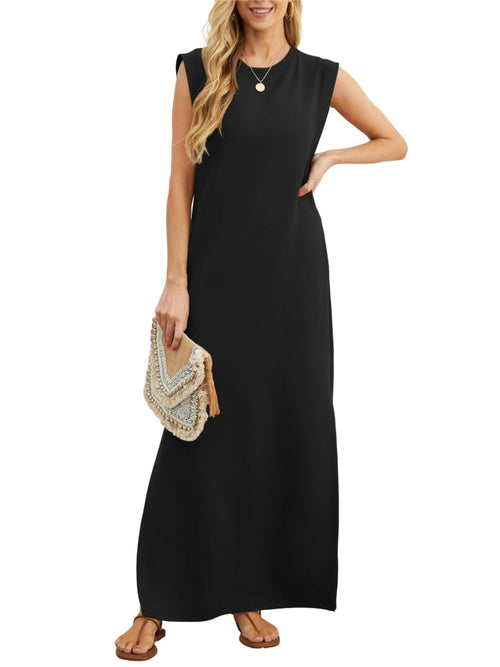 Women's Soft Anti-Wrinkle Fabric Dress with Slit Hem