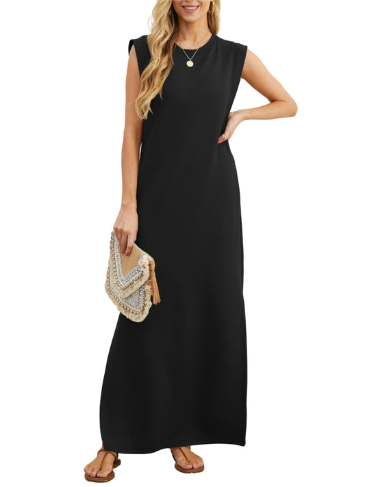 Women's Soft Anti-Wrinkle Fabric Dress with Slit Hem
