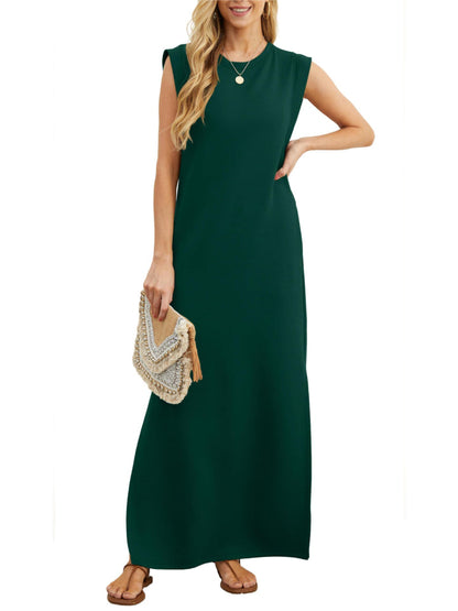 Women's Soft Anti-Wrinkle Fabric Dress with Slit Hem