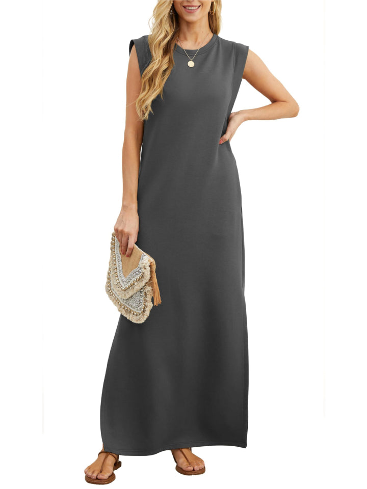 Women's Soft Anti-Wrinkle Fabric Dress with Slit Hem