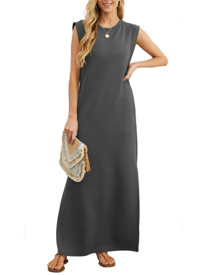 Women's Soft Anti-Wrinkle Fabric Dress with Slit Hem