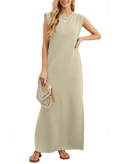 Women's Soft Anti-Wrinkle Fabric Dress with Slit Hem