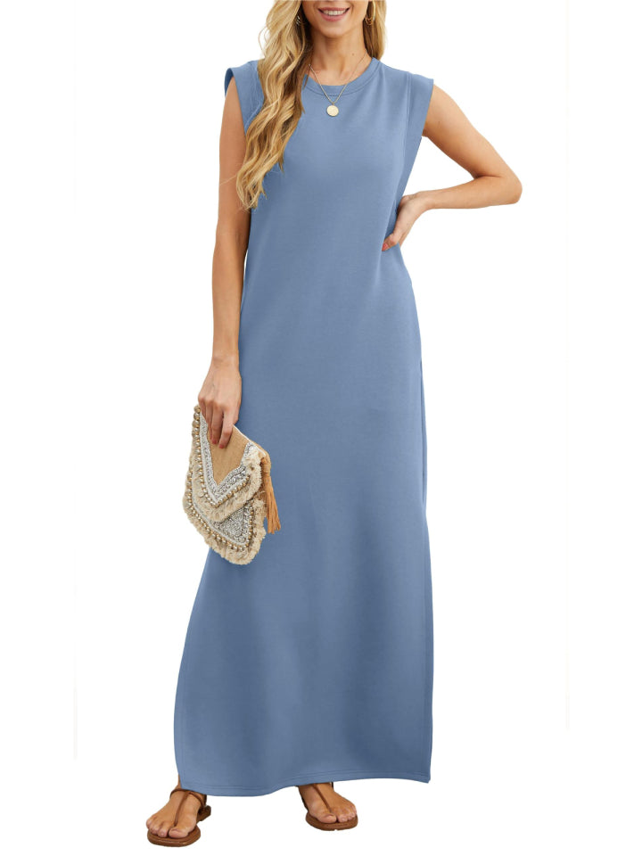 Women's Soft Anti-Wrinkle Fabric Dress with Slit Hem
