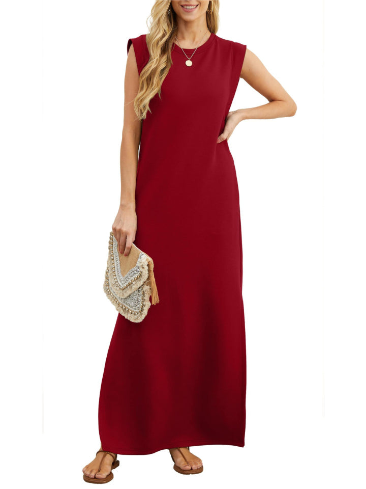 Women's Soft Anti-Wrinkle Fabric Dress with Slit Hem