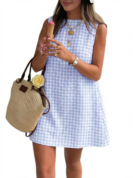 Women's Gingham Sleeveless Mini Dress