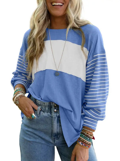 Women's Cute Color Block Long Sleeve Casual Top