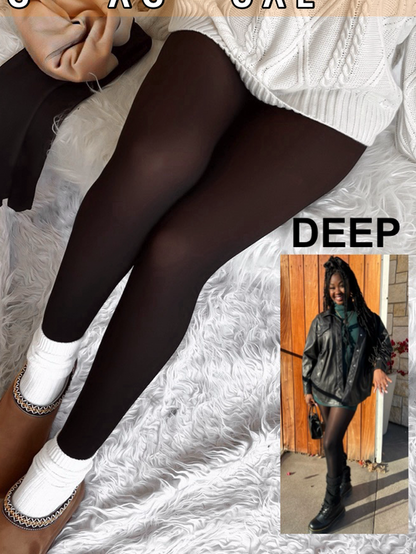 Women's Fleece Lined Tights Fake Translucent Warm Thermal Pantyhose Sheer Thick Leggings