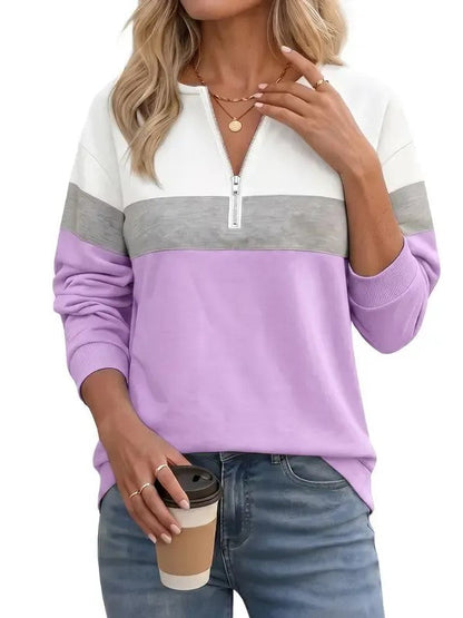 Women's Color Block Quarter Zip Sweatshirt