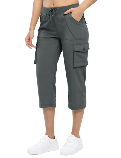 Womens Cargo Capris Lightweight Hiking Pants 6 Pockets