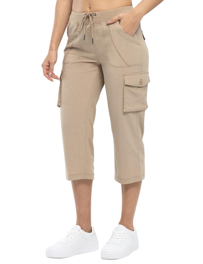 Womens Cargo Capris Lightweight Hiking Pants 6 Pockets