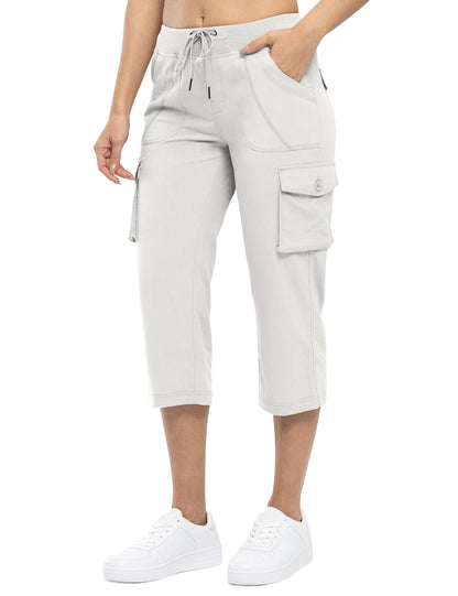 Womens Cargo Capris Lightweight Hiking Pants 6 Pockets