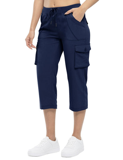 Womens Cargo Capris Lightweight Hiking Pants 6 Pockets