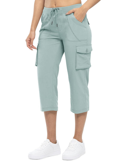 Womens Cargo Capris Lightweight Hiking Pants 6 Pockets
